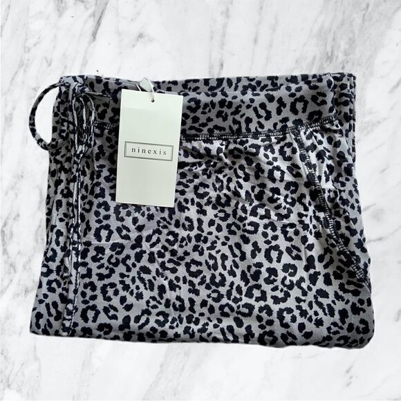 NWT Gray & Black Leopard Print Relaxed Fit Drawstring Waist Jogger Casual Pants - Picture 10 of 10